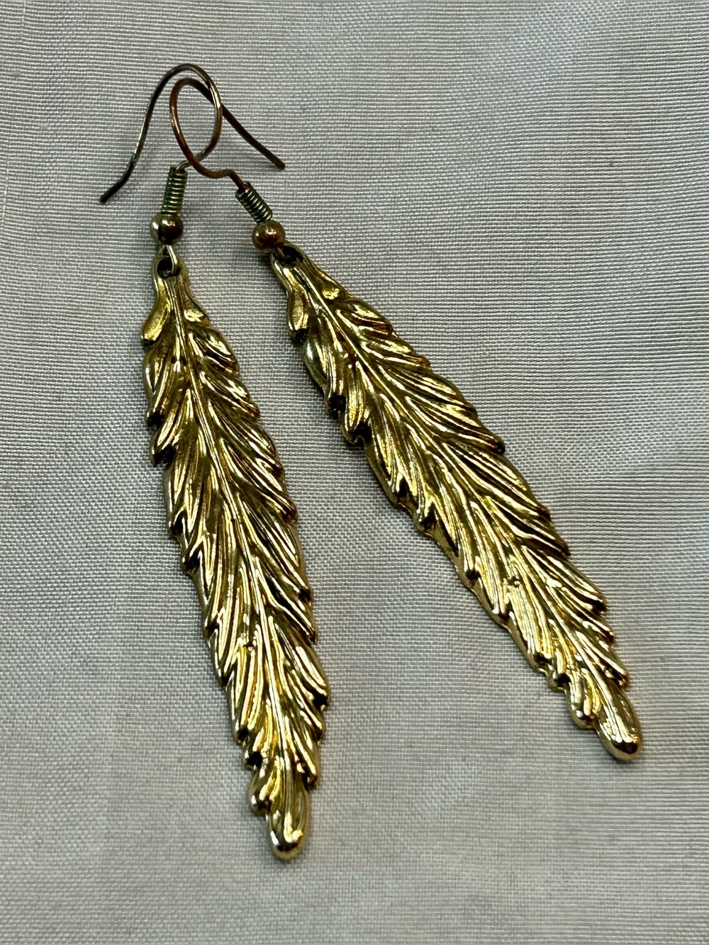 Gold Feather Drop Earrings - Elegant Womens Jewelry